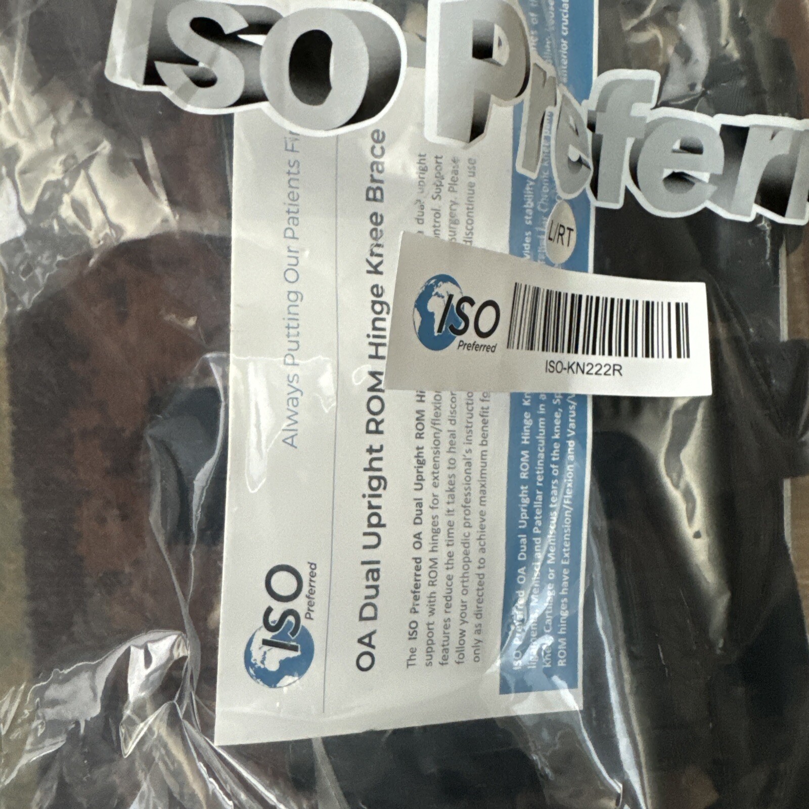 ISO Preferred Large Left OA Dual Upright ROM Hinge Knee Brace ISO-KN222L NEW top