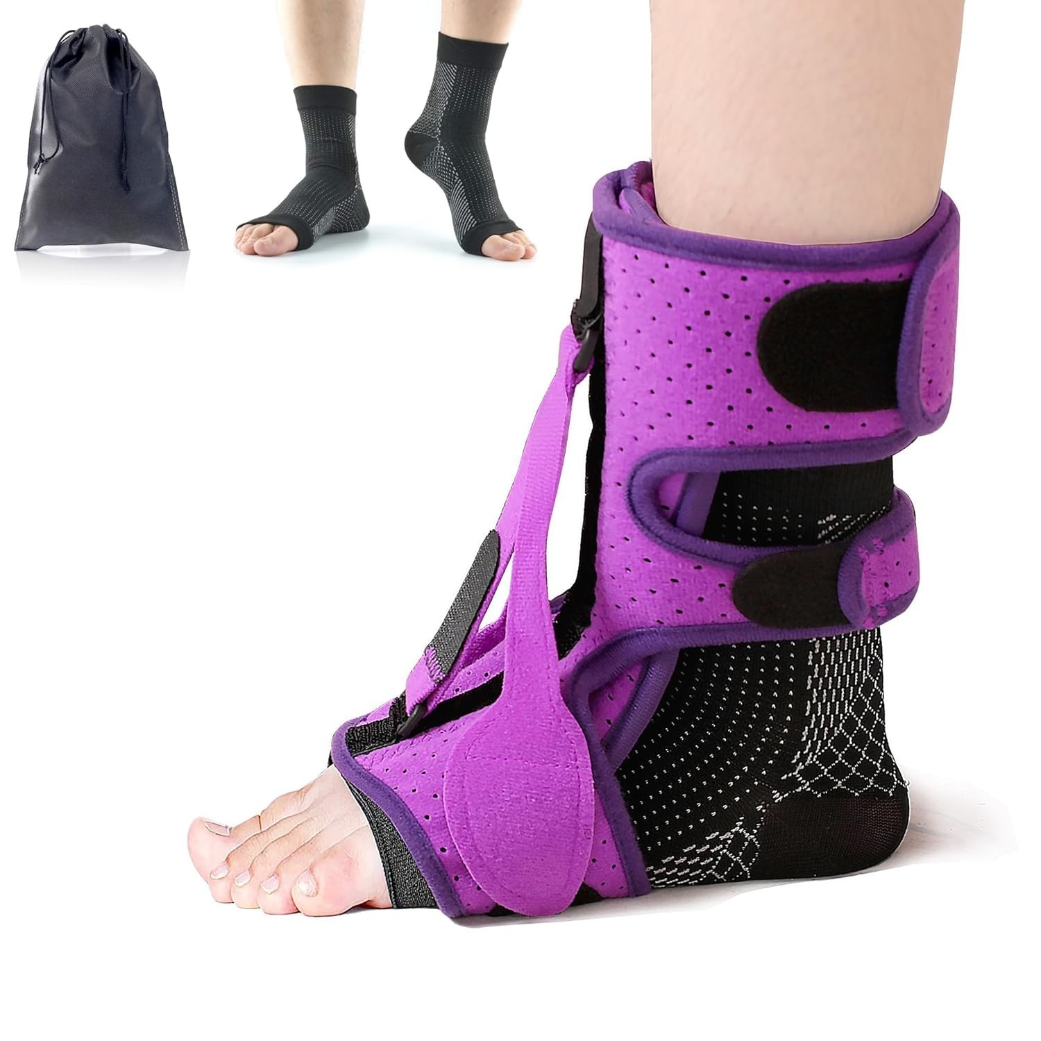 Plantar Fasciitis Night Splint with Fasciitis Socks Purple