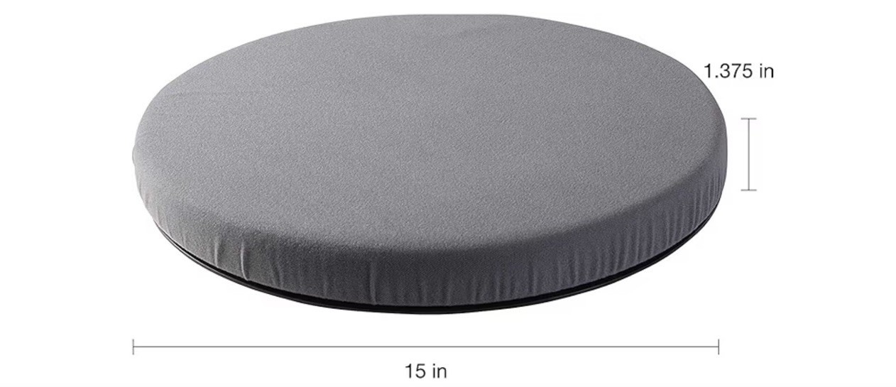 HealthSmart 360 Degree Swivel Seat Cushion, Chair Assist 15 Diameter, Gray