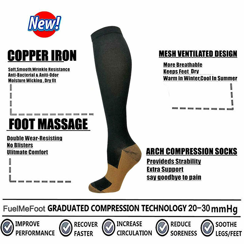 US Copper Compression Socks for Men & Women – Best for Running Athletic Cycling