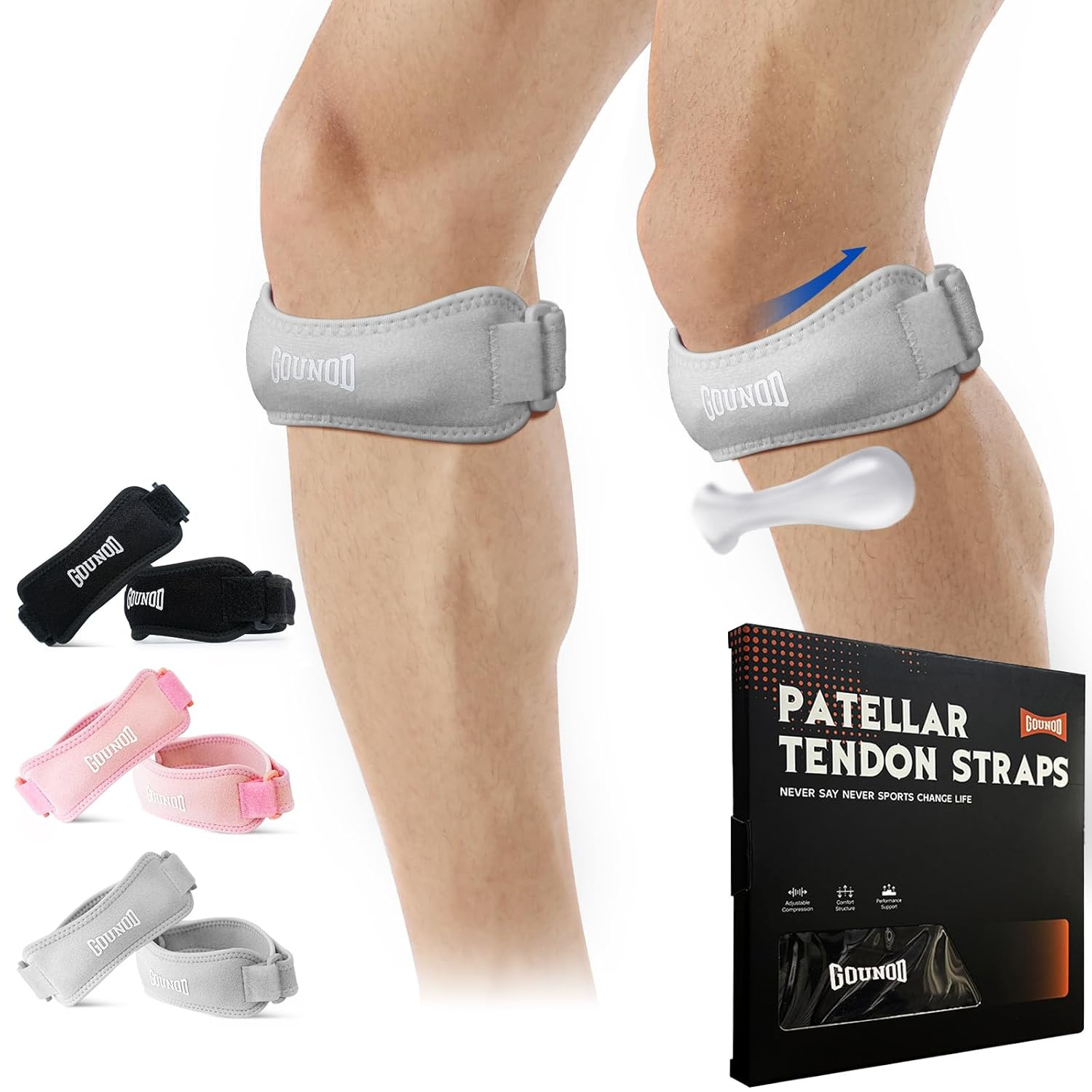 2 Pack Knee Strap for Patellar Tendon Pain Relief Patella Band Basketball