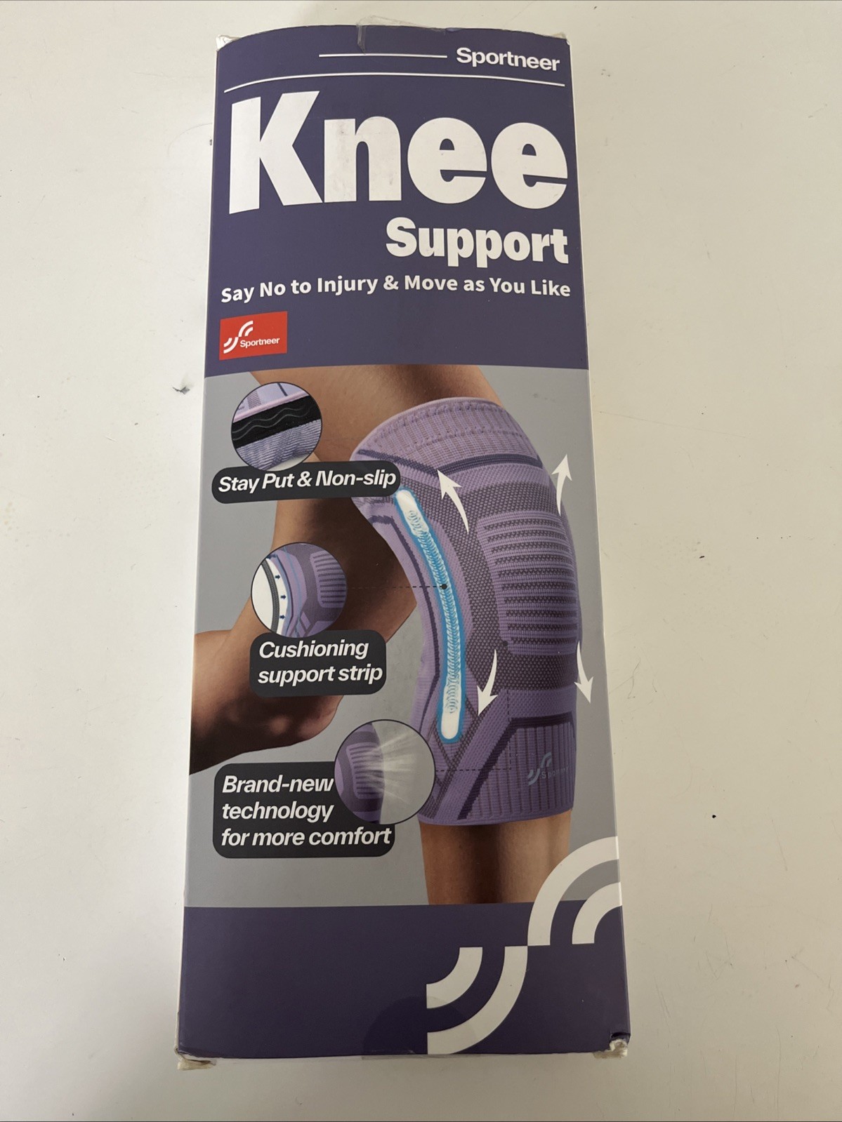 Sportneer Knee Brace Large Pink-Purple Dual Stabilizer Compression Support