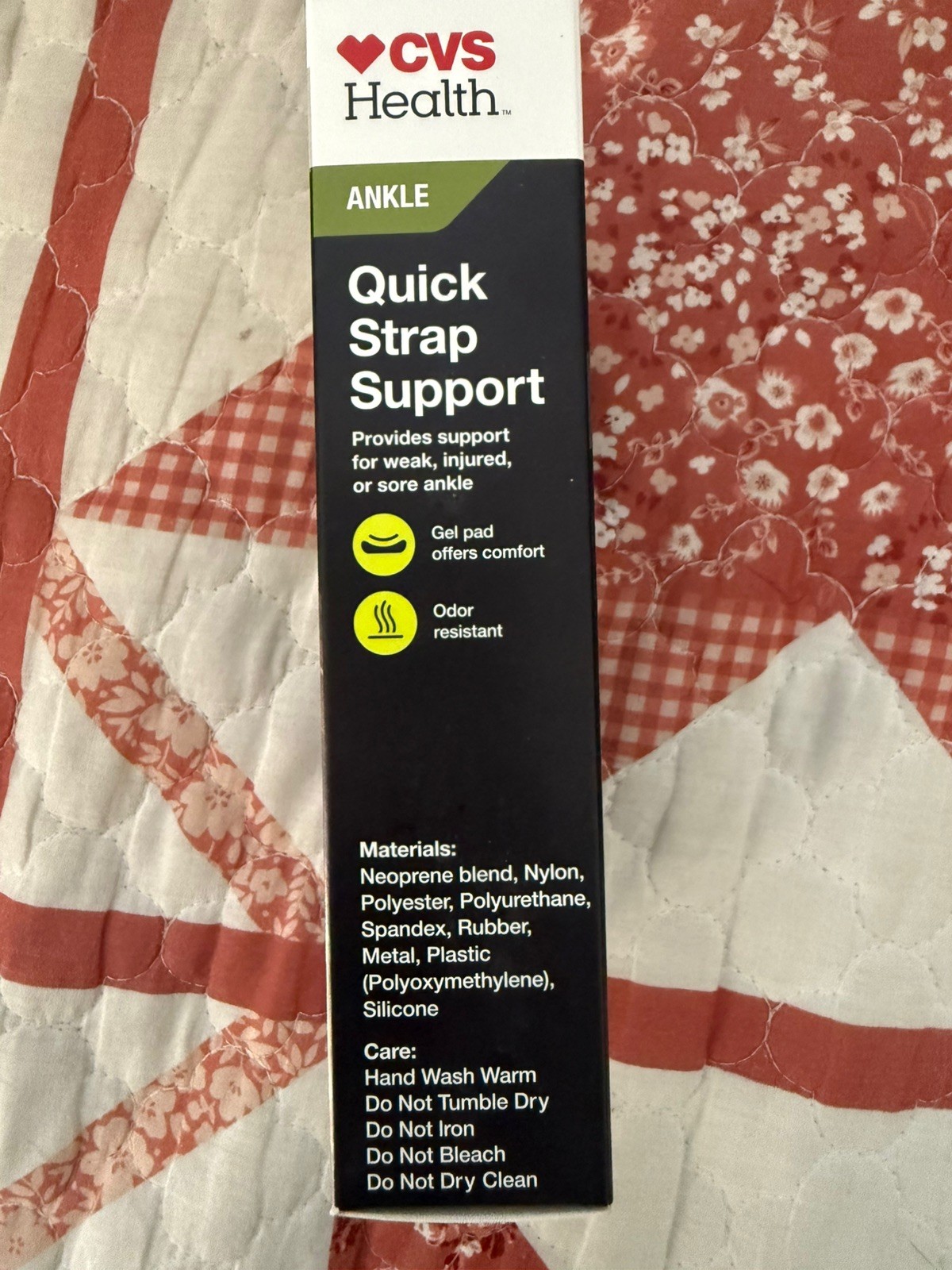 3-Pk CVS Moderate Support Ankle Quick Strap One Size Gel Pad Odor Resistant