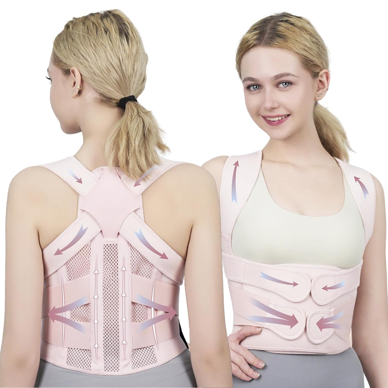 Corrector de postura para mujeres y hombres Soporte lumbar mejorado y ajustable