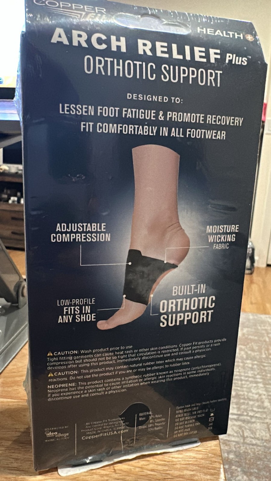Copper Fit Health Unisex Arch Relief Plus with Built-In Orthotic Support – Black