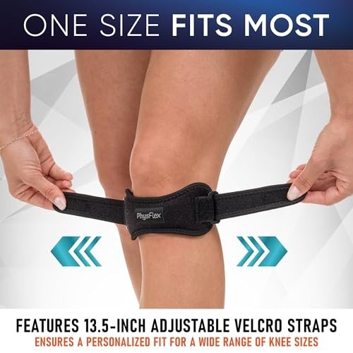 PhysFlex 2 Pack Patella Knee Brace Adjustable Strap Knee Support Gray