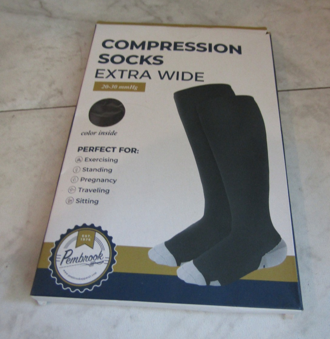 NIB Pembrook Black Classic Compression Socks Unisex 1 Pair Size XXL
