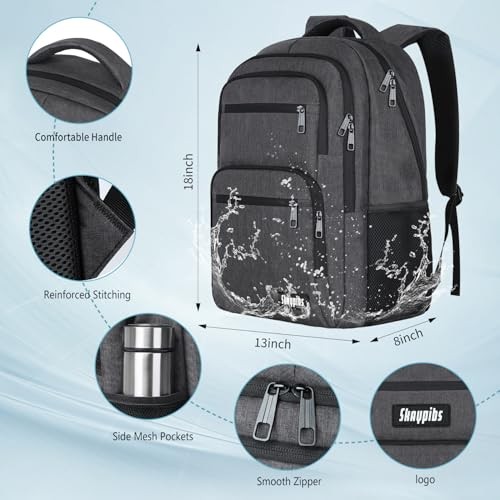 Skaypibs Backpck for Men Women School Backpack for Boys 15.6 Inch A2-black