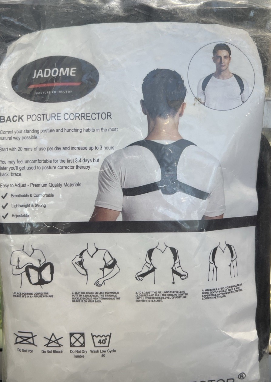 JADOME Adjustable Breathable Back Shoulder Posture Corrector One Size Black