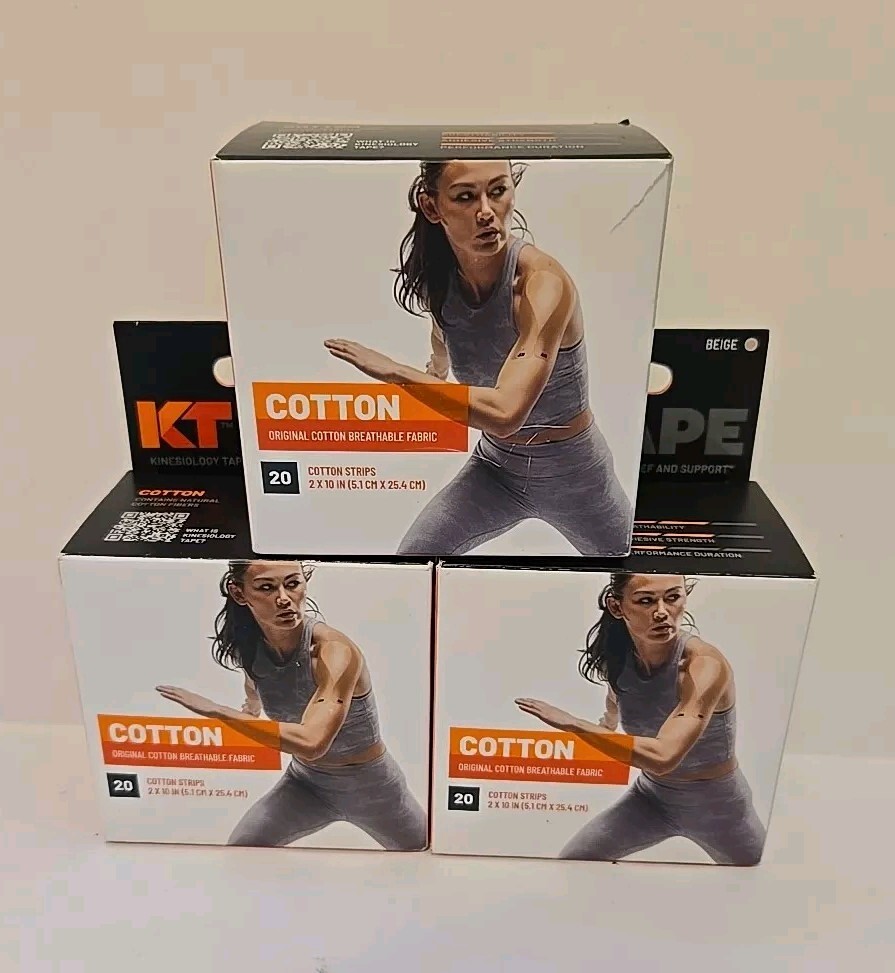 3 Pack Kinesiology Therapeutic KT Tape Original Elastic 60 Precut Strips Beige