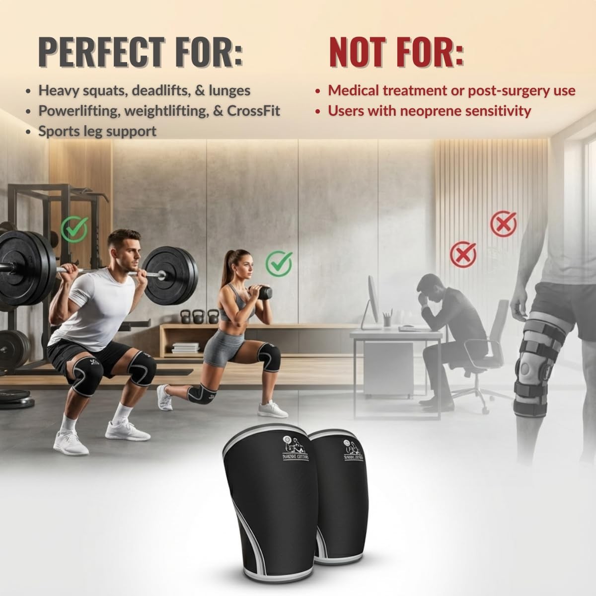 Nordic Lifting 7mm Knee Sleeves, 1 Pair, Weightlifting & Squat Support