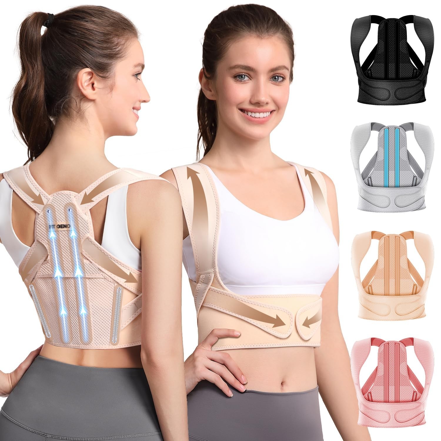 Adjustable Posture Corrector for Women – Lightweight Upper Back Brace for Pain R