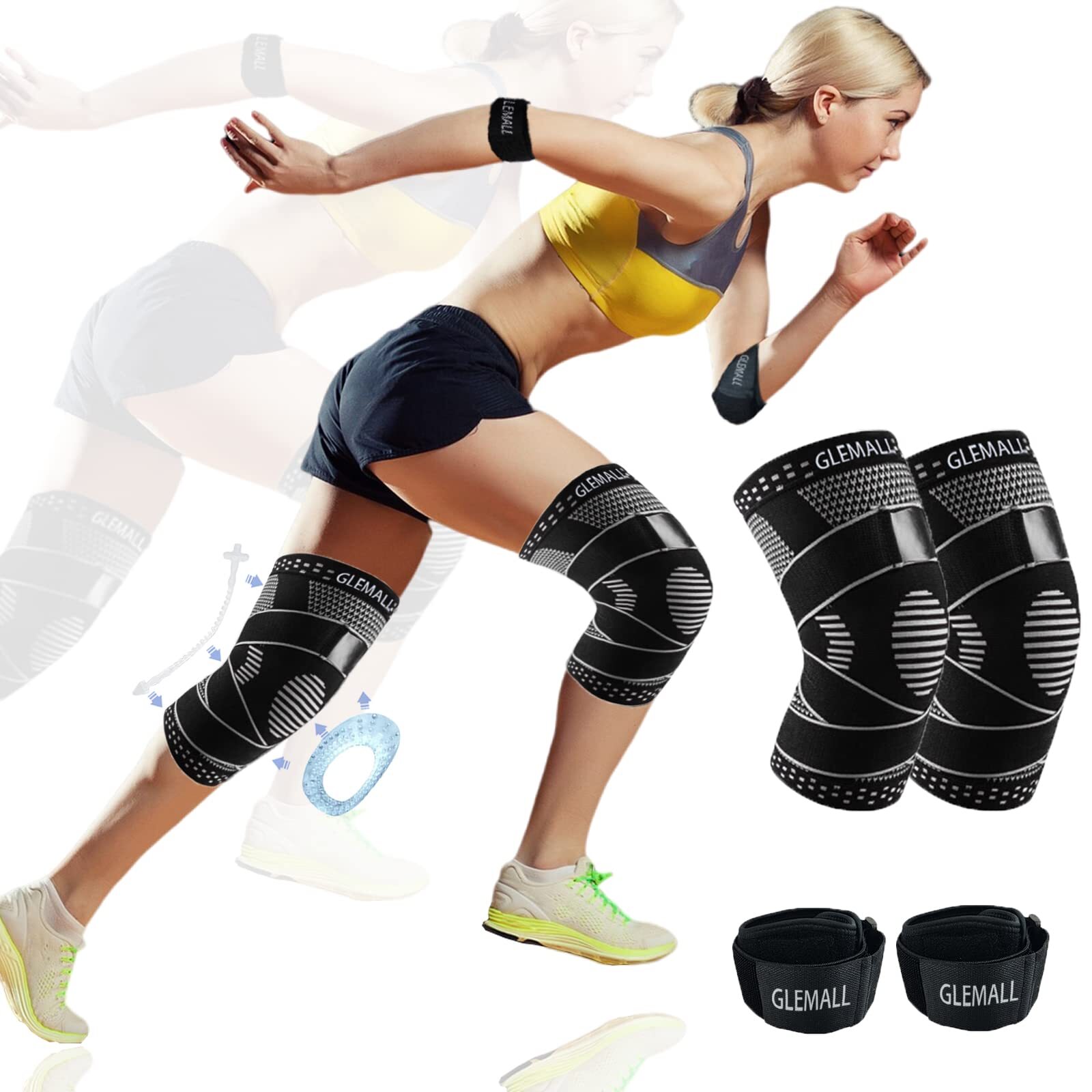Knee Compression Sleeve for Knee Pain Relief – knee Brace with Side Stabilize…