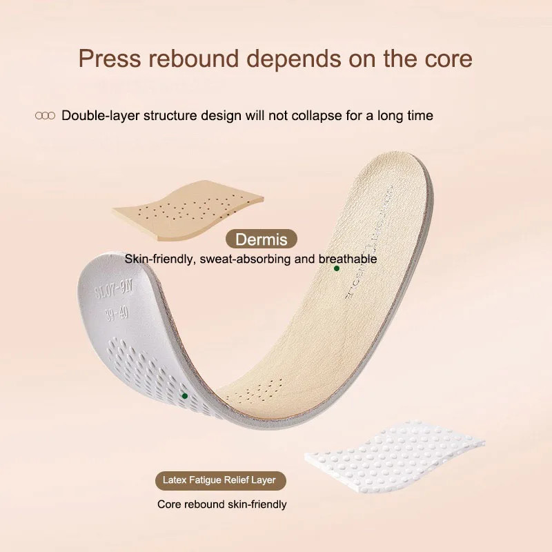 Leather Latex Sports Insole Cowhide Insoles for Shoes Arch Support Shoe Pads Sho