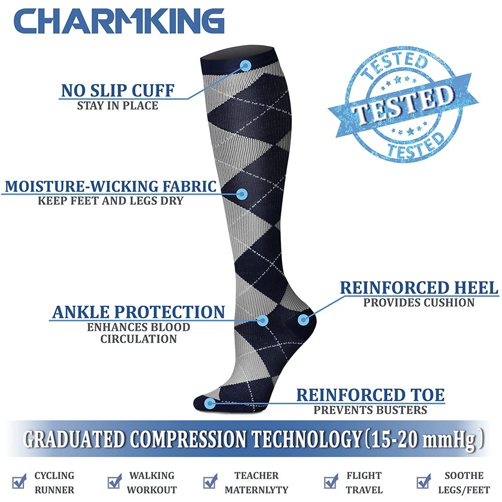 Compression Socks for Men & Women – 15-20 mmHg Circulation Support (8 Pairs) Ath