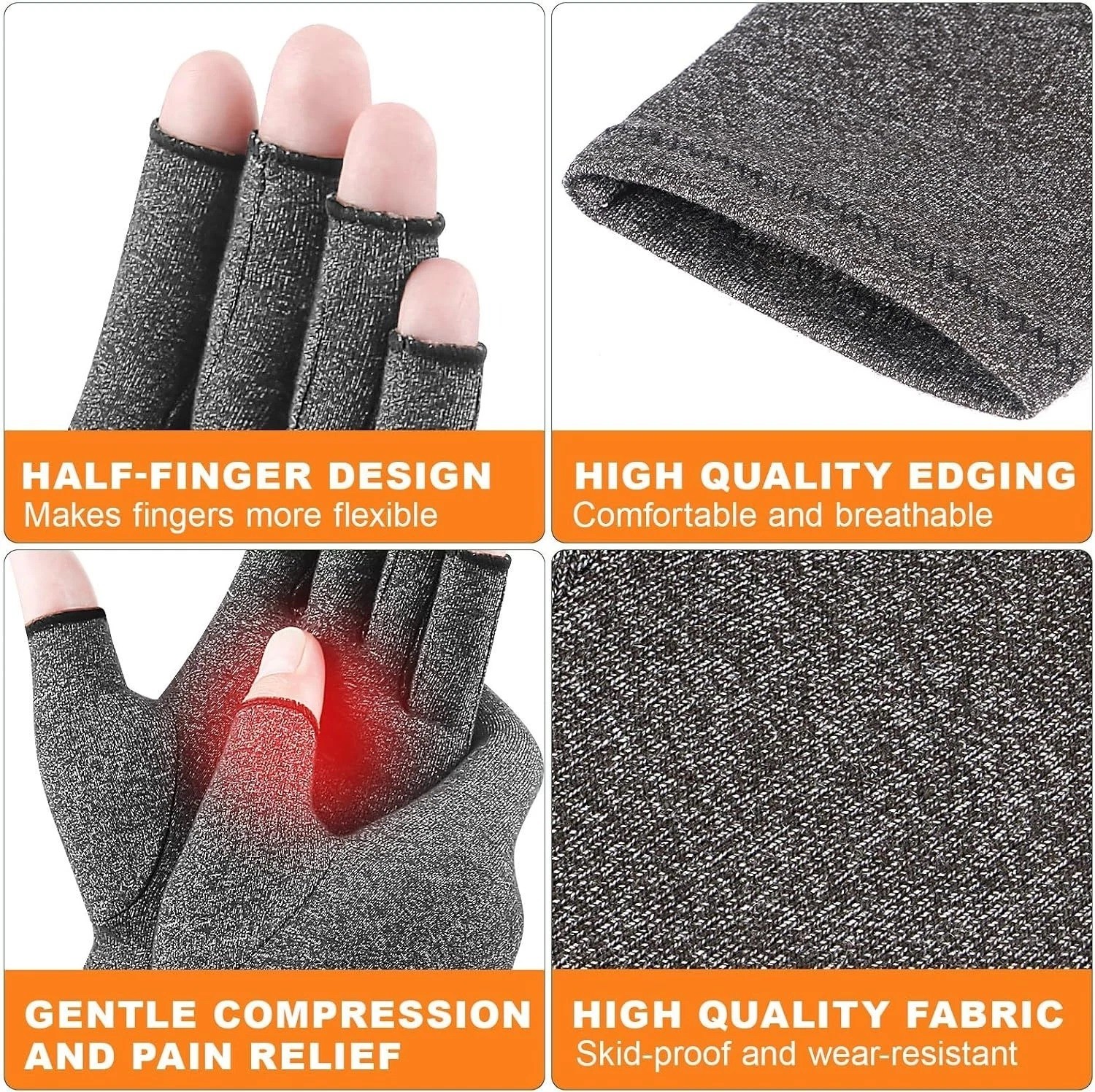 Fingerless Breathable Arthritis Compression Gloves for Carpal Tunnel Pain, RSI