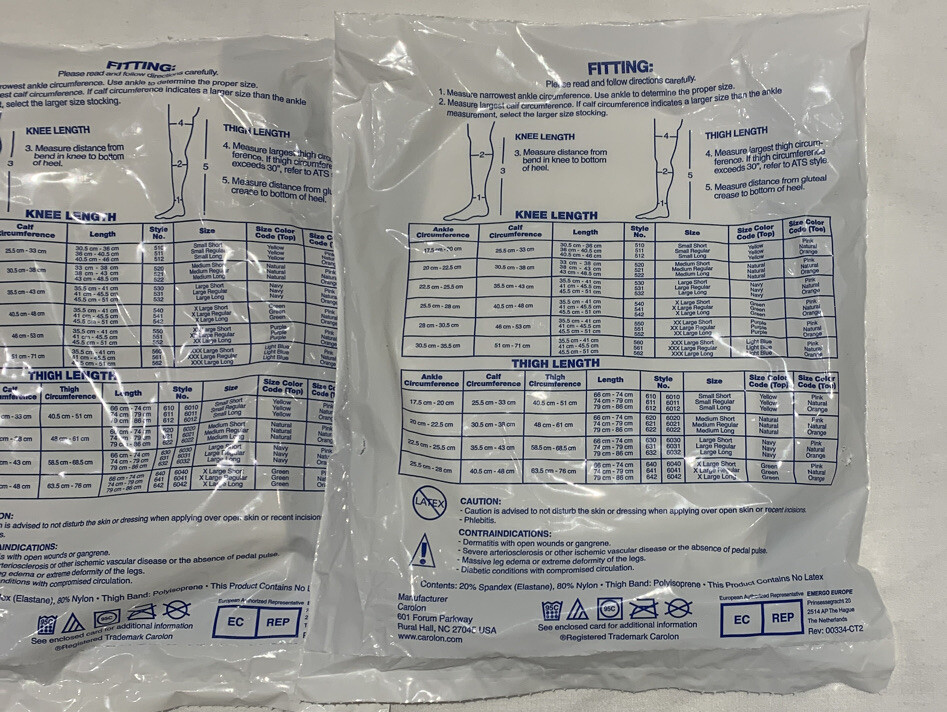 Carolon Cap Anti- Embolism Stockings No Latex Thigh High Medium (Long 622) 2pr