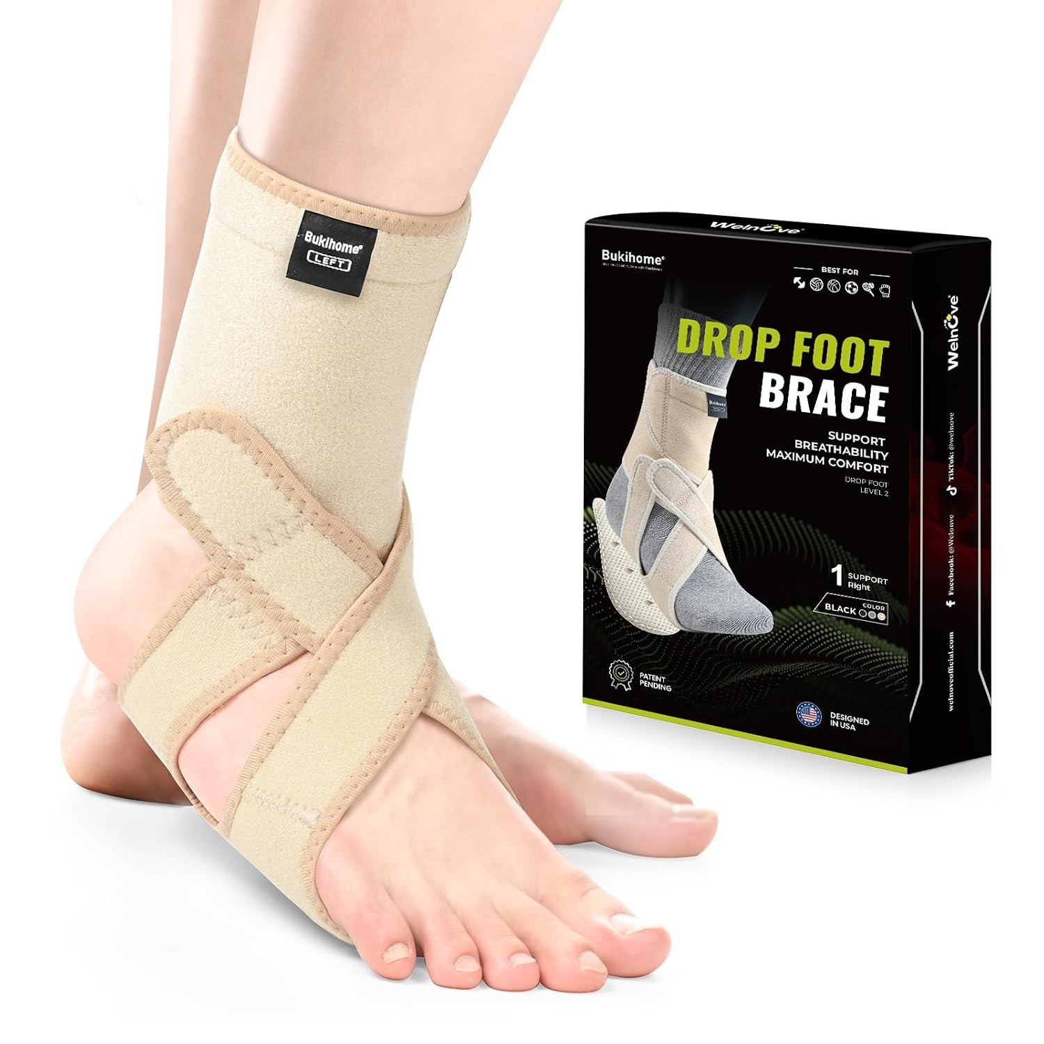 Adjustable AFO Foot Drop Brace – Foot Support for Walking with Shoes, Socks, …