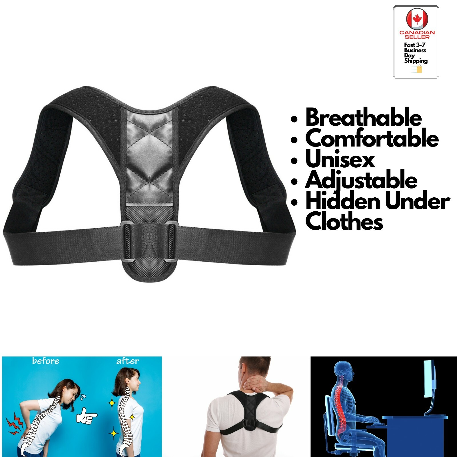 Premium Posture Corrector- Back, Clavicle Support Brace, Unisex, 2 sizes