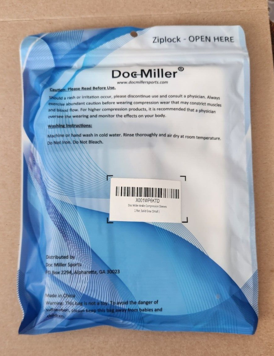 Doc Miller Compression Ankle Sleeves – 1 Pair – S – Gray
