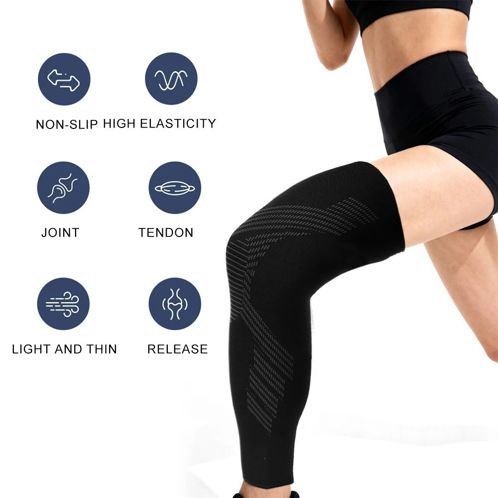 Compression Leg Sleeve Full Length Knee Calf Support Sports Running Unisex