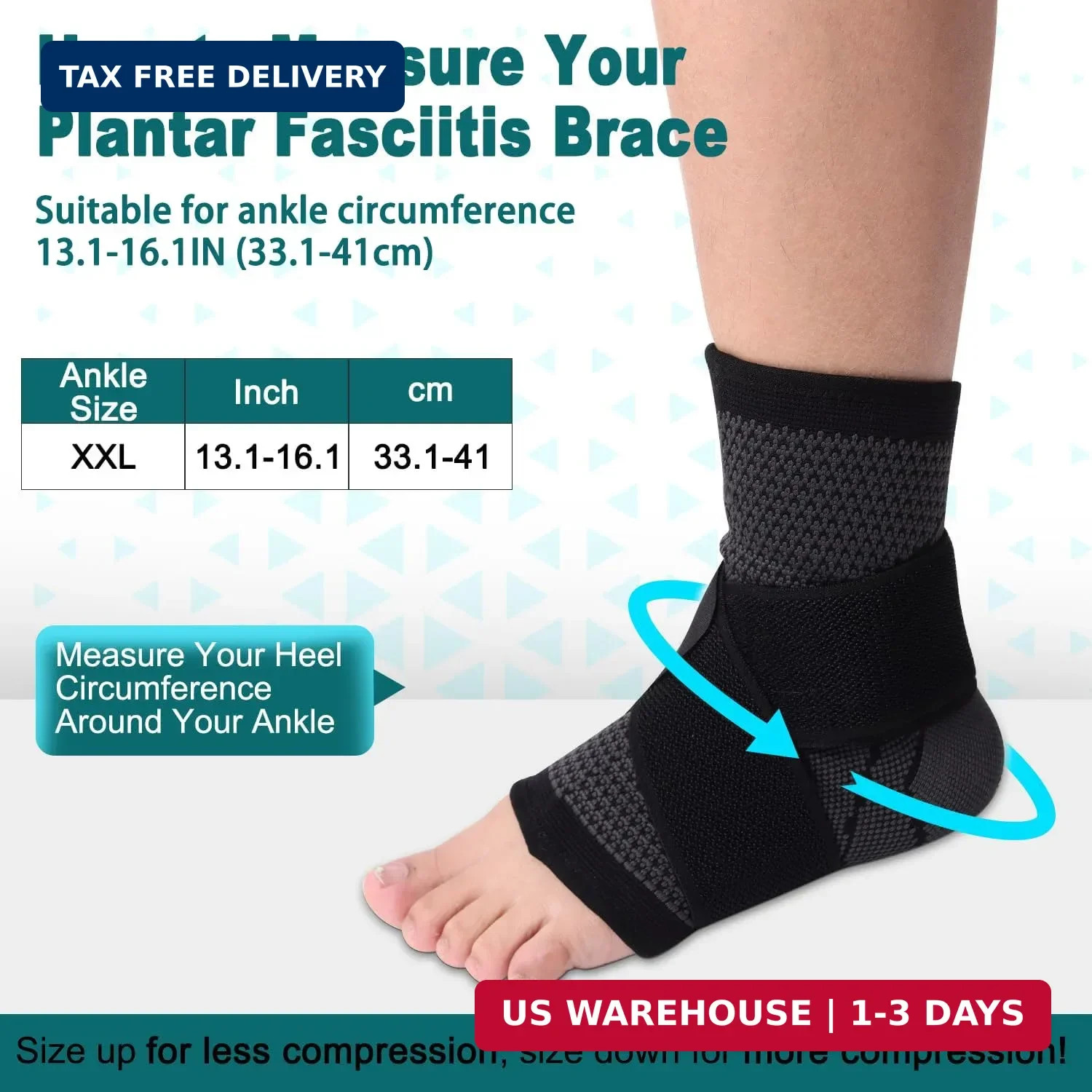 Consss Ankle Brace, Achilles & Plantar Fasciitis Relief Compression Sleeve, Foot