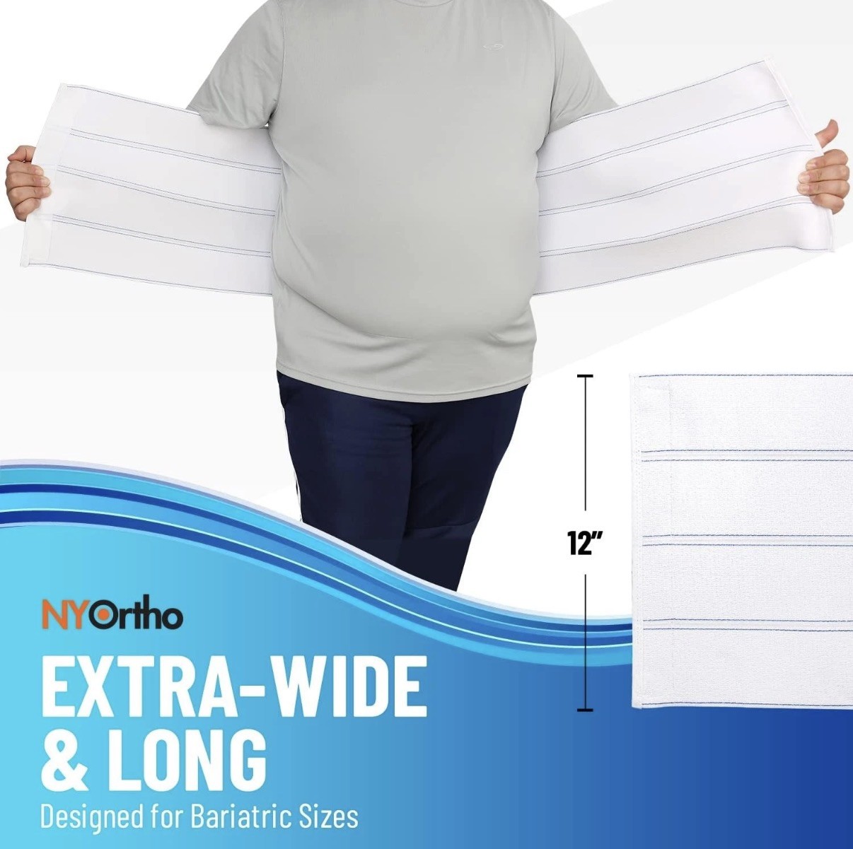 Abdominal Binder 12-Inch Wide Post-Surgery Stomach Compression Wrap, 30”-45”