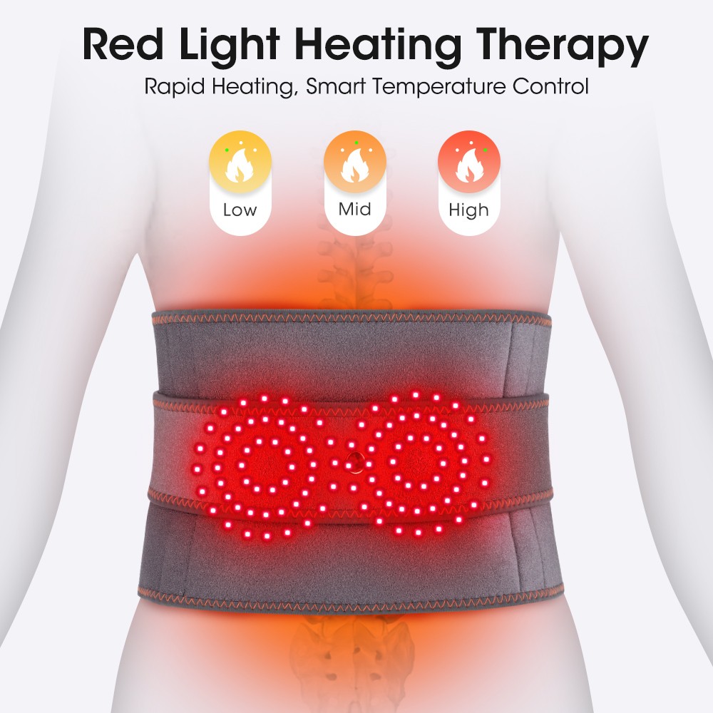 Electric Red Light Therapy Heated Back Massager Waist Brace Lumbar Support Belt