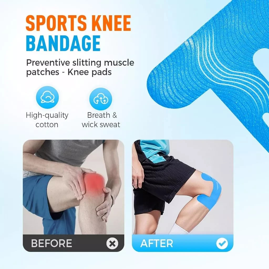 Precut Kinesiology Sport Tape for Knees Support Stability Running Gym Breathable