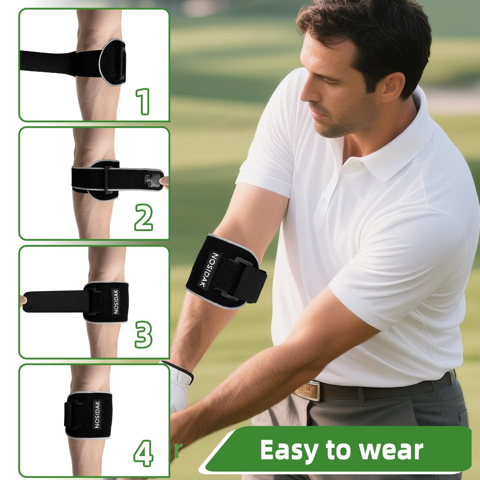NOSIDAK Elbow Brace for Tendonitis and Tennis Women One Size, Black