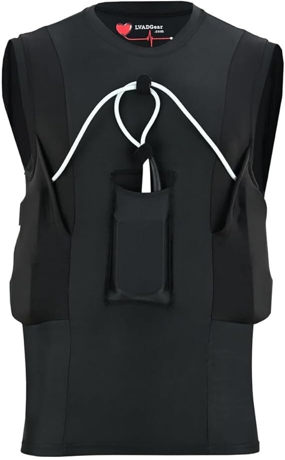 LVAD Tank Top Sleeveless Black T-Shirt for HeartMate Ultrathin Mesh for Safety