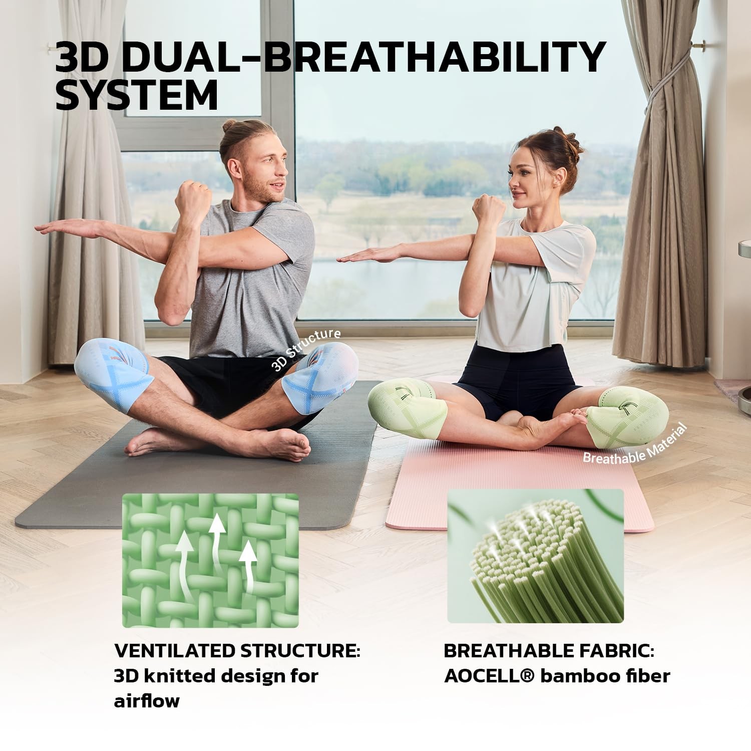 aoFIT Compression Knee Brace for Women & Men, 2 Pack AOCELL X-Large, Aurora