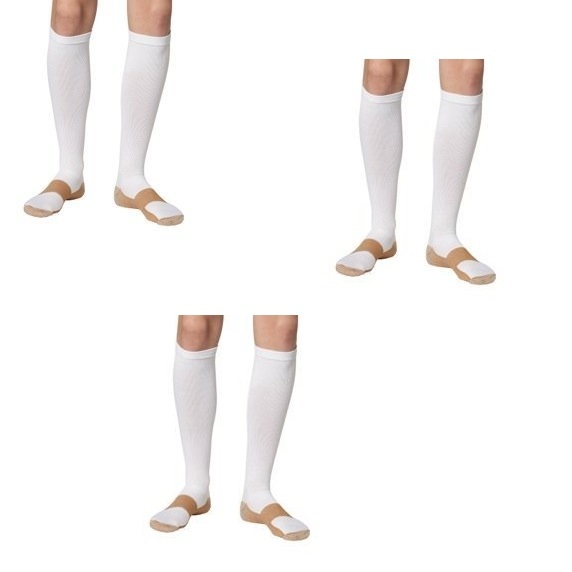 3 Pair White Copper Compression Support Socks 20-30 mmHg Graduated Men’s Women’s