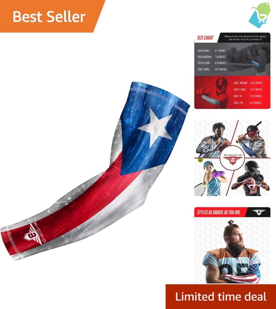 Durable Polyester Spandex Puerto Rico Flag Compression Arm Sleeve – Sports Ready