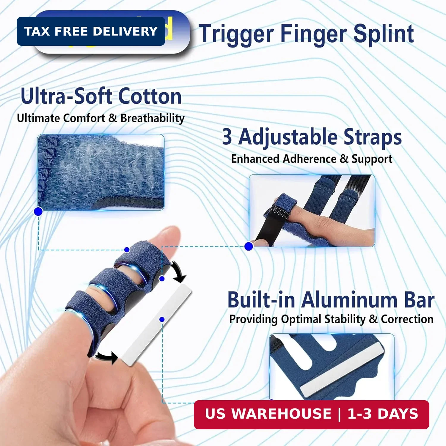 RonJea 4 Pcs Upgraded Trigger Finger Splint: Trigger Finger Brace Support with 3