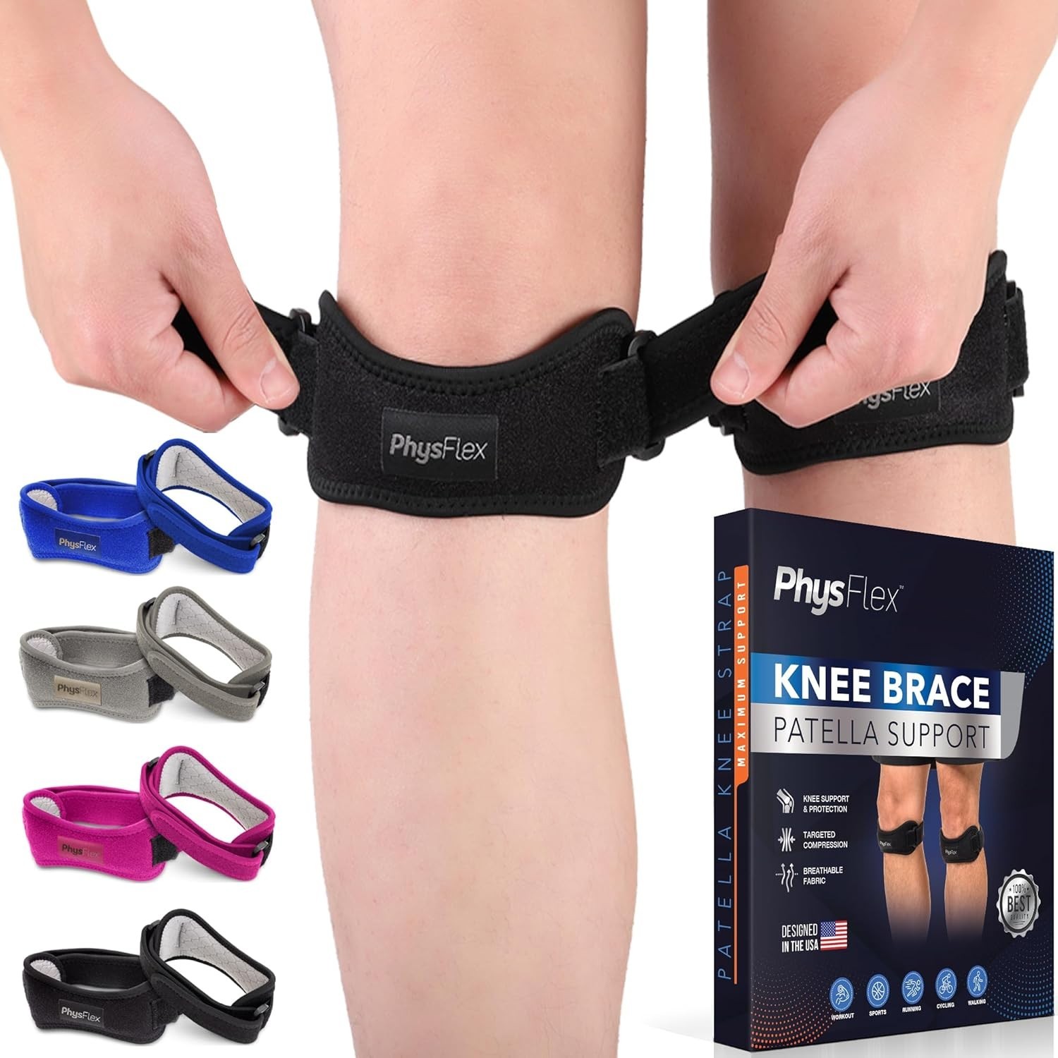 2 Pack Adjustable Patella Knee Braces – Support & Pain Relief for Active Adults