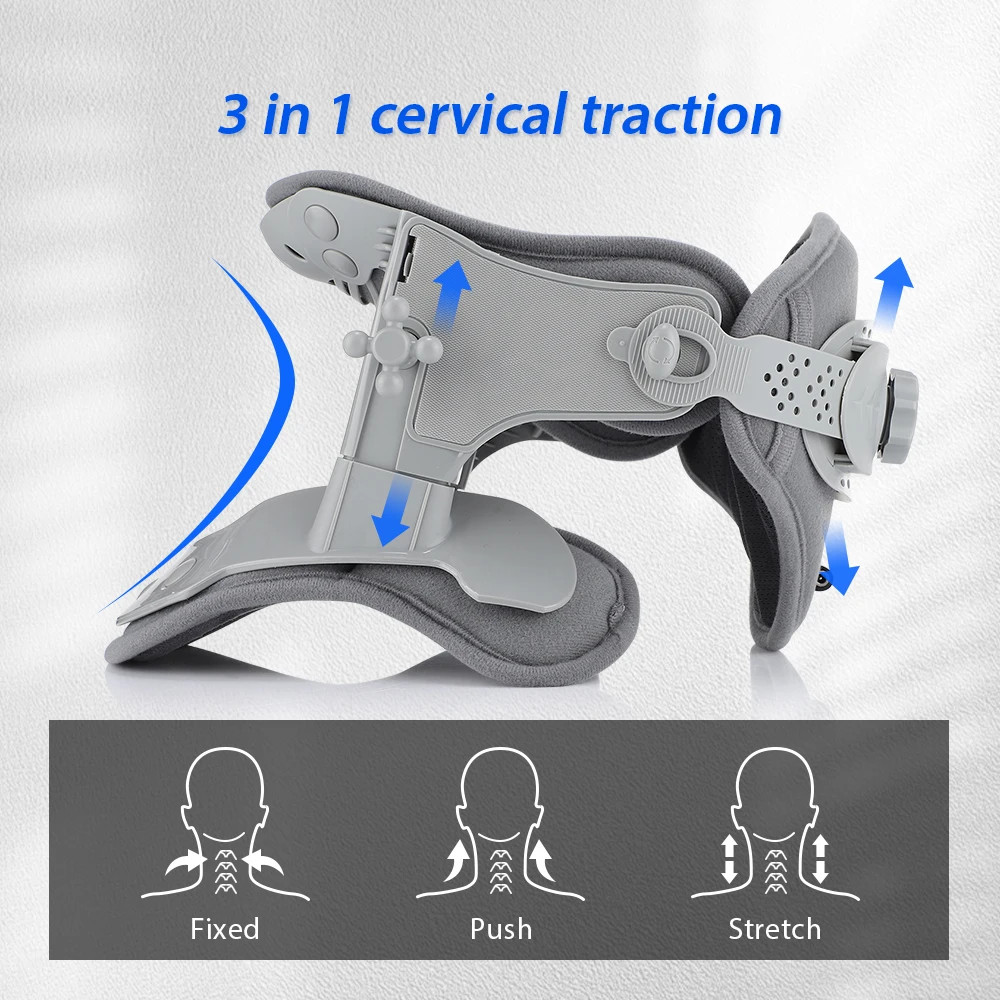 3 In 1 Neck Cervical Traction Electric Heating Spine Stretcher Support Collar