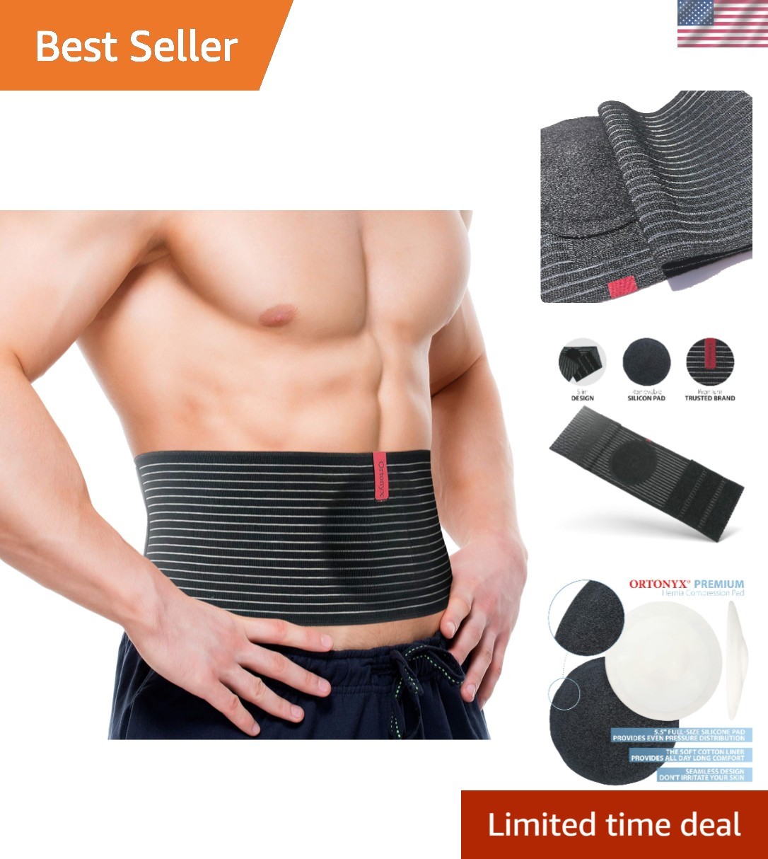 Umbilical Hernia Belt for Men and Women – Black, L/XXL, Adjustable Comfort & …