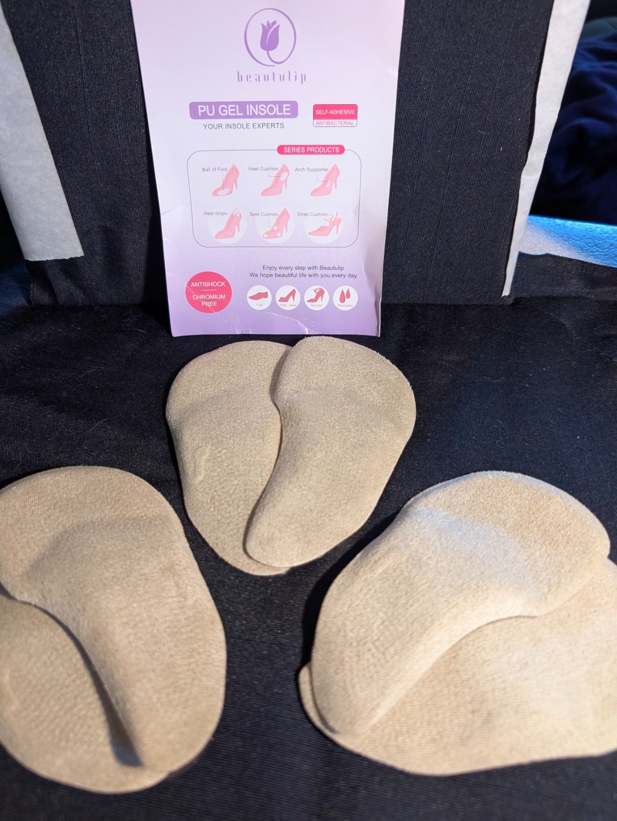 Gel Arch Support Insoles – 3 Pairs for Flat Feet, Pain Relief (Beige)