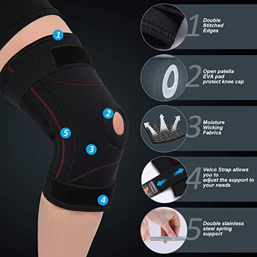 Knee Brace Support Compression Sleeves – Adjustable Open Patella Support for Swo