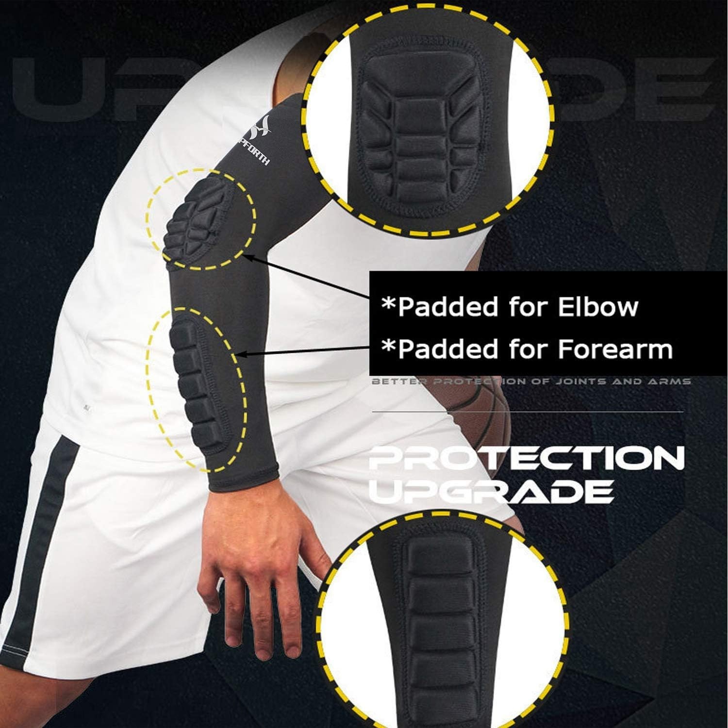2PCS Padded Compression Arm Sleeves for Ultimate Elbow & Forearm Protection