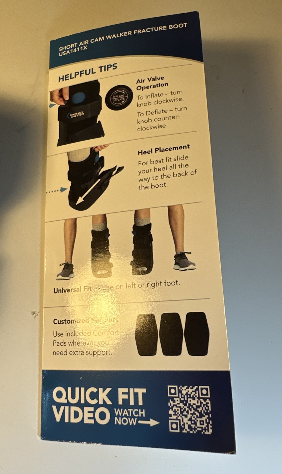 United Ortho USA14115 Short Air Cam Walker Fracture Boot, Medium, Black