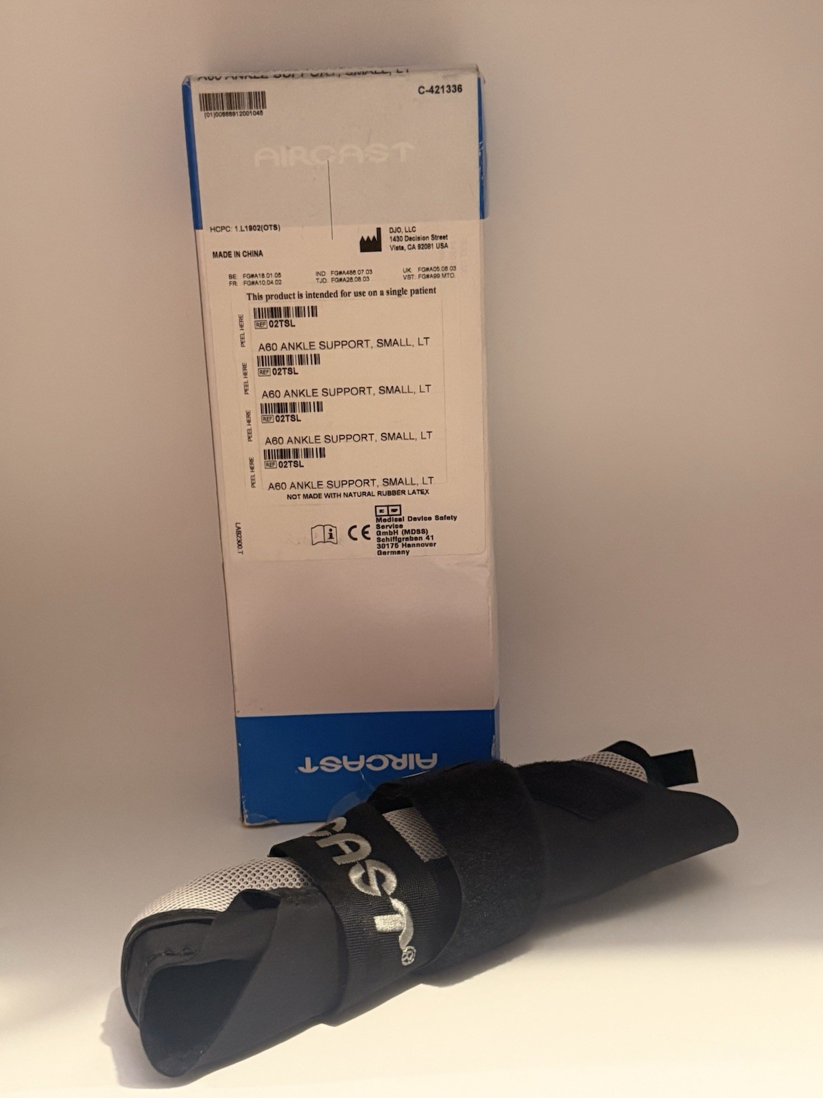 Aircast A60 Ankle Brace Small Left 02TSL Black Stabilizer Support NEW Open B
