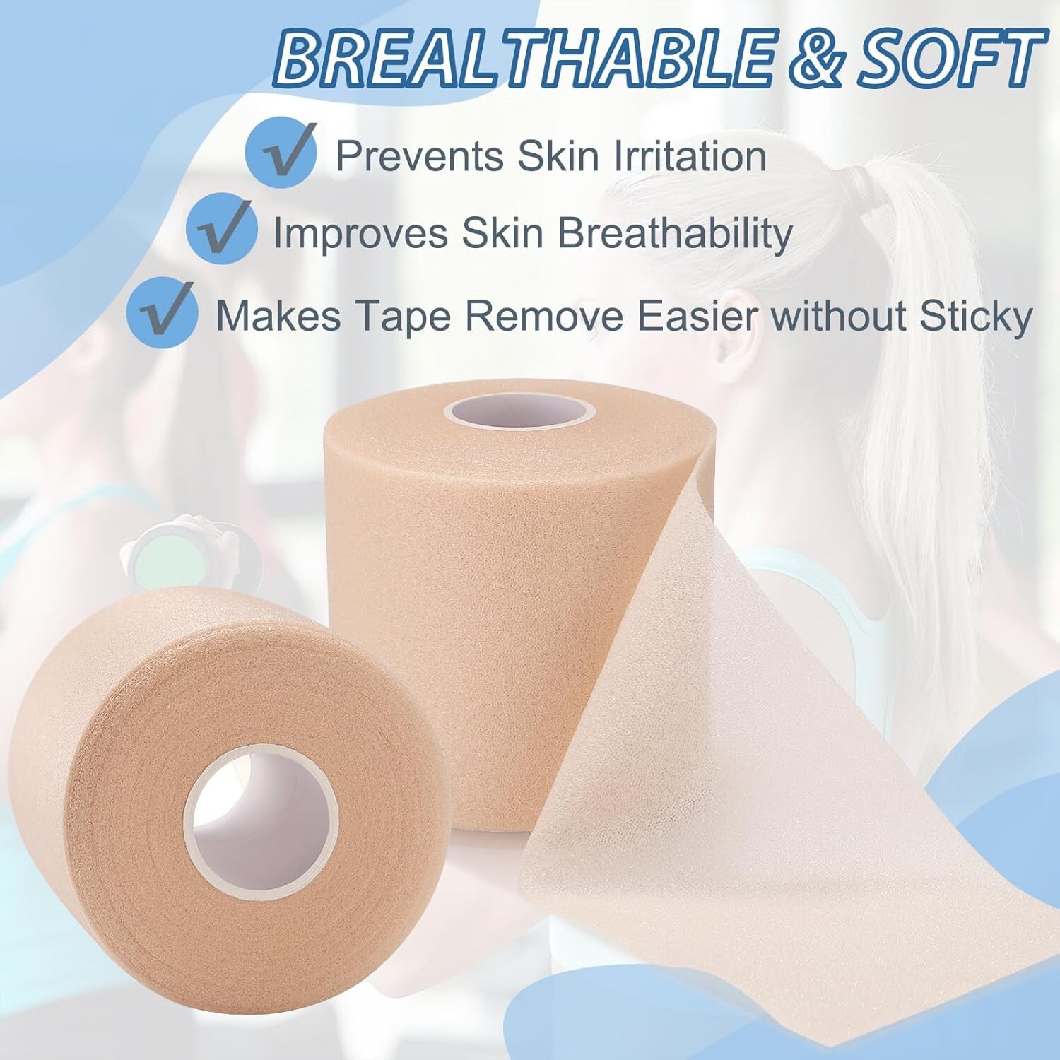 Elastic Pre-Wrap Athletic Tape for Versatile Body Support – Set of 5 Rolls