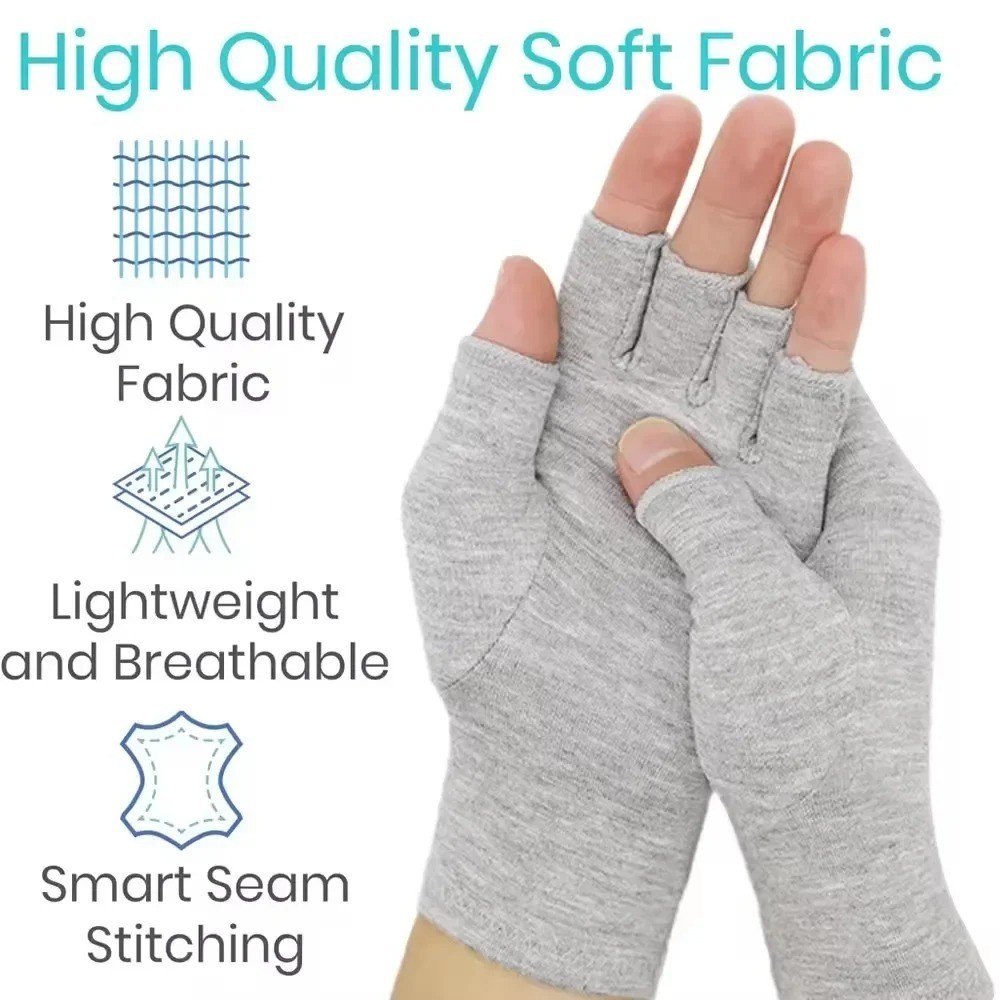 1 Pair Bamboo Gloves Compression Arthritis Glove Wrist Support Joint Pain Relief