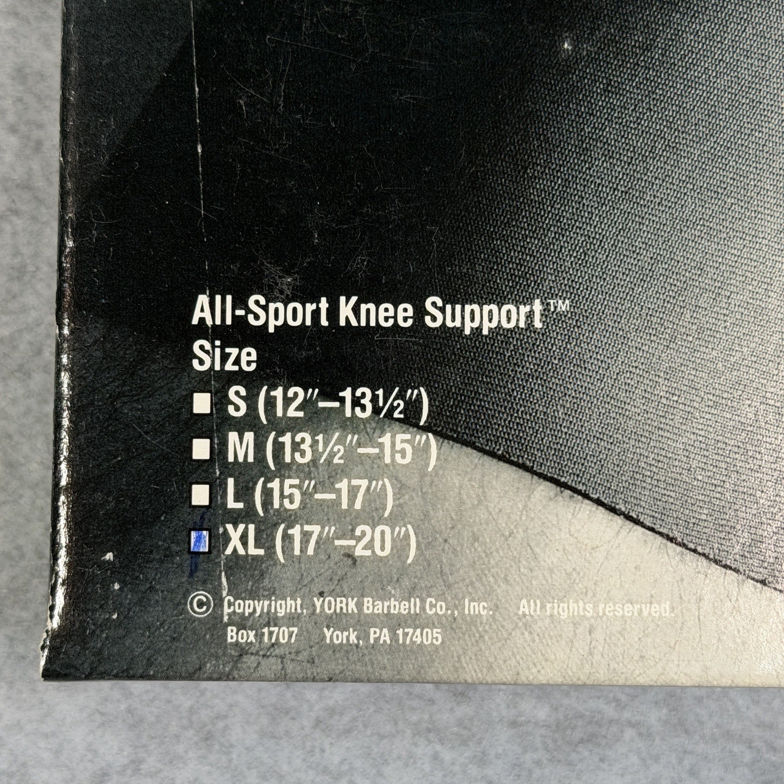 Vintage Original York Barbell XL All Sport Knee Support Nylon Weight Training