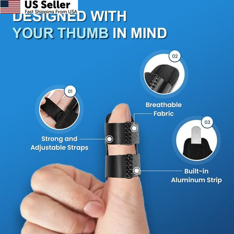 Thumb Splint 2 Pack Trigger Thumb Brace for Pain Relief Knuckle Immobilizer