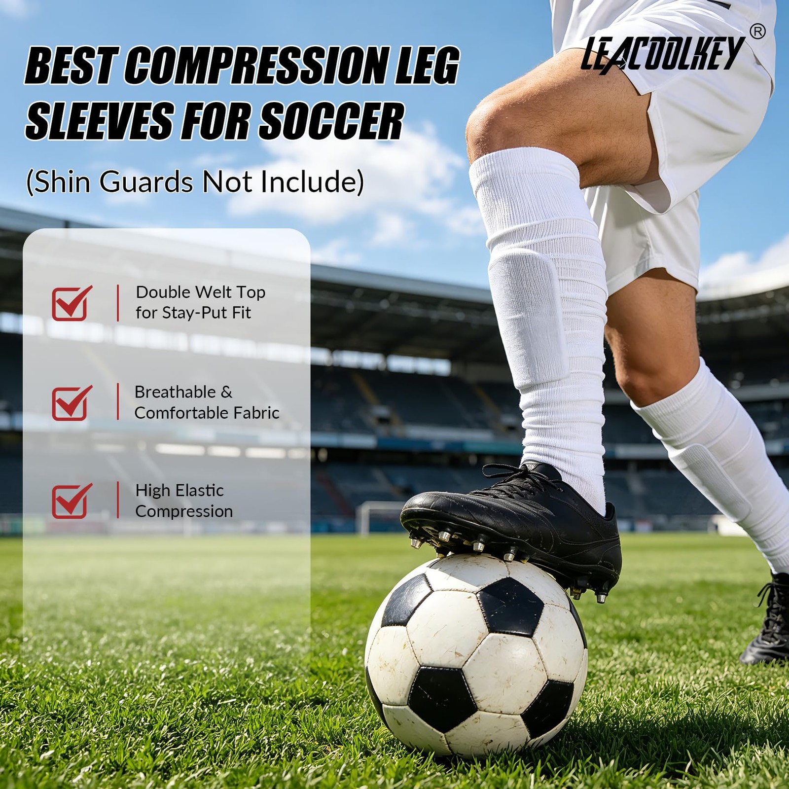 Grip Soccer Socks and Compression Leg Sleeves and Arm Sleeves Combo Set for A…