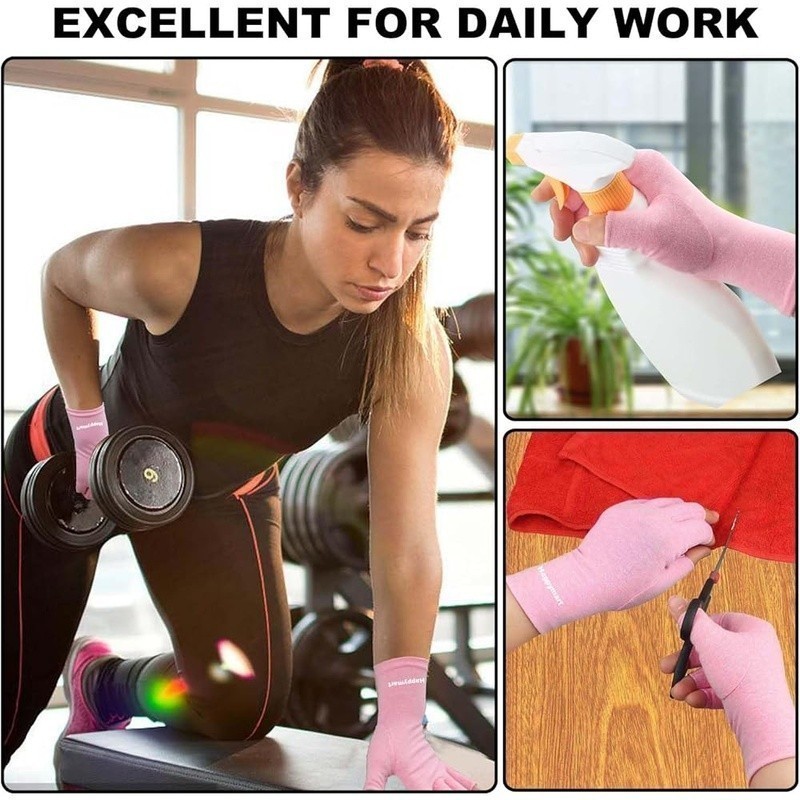 Arthritis Compression Gloves Open Finger Support Pain Relief Everyday Tasks New