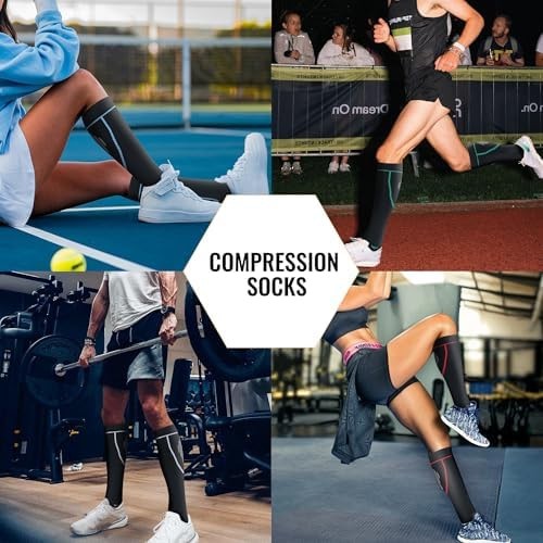 hello momoya Compression Socks for Women Men Circulation Knee High 8 Pairs fo…
